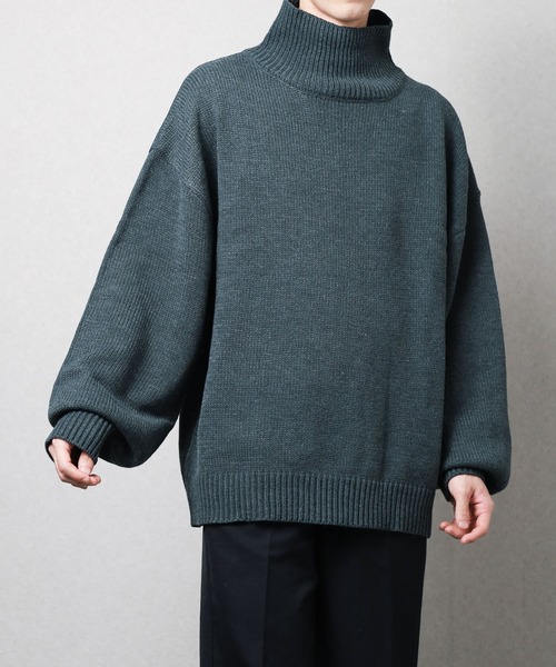 Bling Leads（ブリングリーズ）の「【RES】【Bling Leads】5ゲージ　オーバーサイズハイネックニット（ニット/セーター・メンズ・ブラック/ブラウン/ベージュ・MEDIUM/LARGE/SMALL）」の16枚目の写真