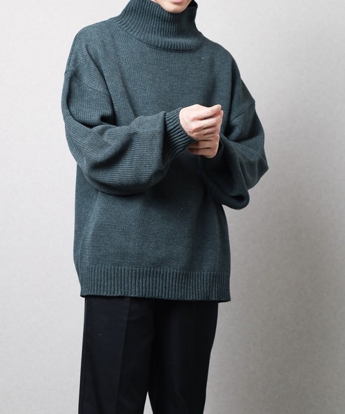 Bling Leads（ブリングリーズ）の「【RES】【Bling Leads】5ゲージ　オーバーサイズハイネックニット（ニット/セーター・メンズ・ブラック/ブラウン/ベージュ・MEDIUM/LARGE/SMALL）」の17枚目の写真