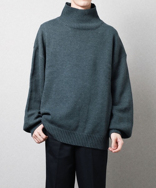 Bling Leads（ブリングリーズ）の「【RES】【Bling Leads】5ゲージ　オーバーサイズハイネックニット（ニット/セーター・メンズ・ブラック/ブラウン/ベージュ・MEDIUM/LARGE/SMALL）」の18枚目の写真