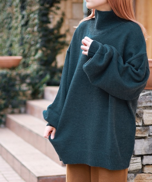 Bling Leads（ブリングリーズ）の「【RES】【Bling Leads】5ゲージ　オーバーサイズハイネックニット（ニット/セーター・メンズ・ブラック/ブラウン/ベージュ・MEDIUM/LARGE/SMALL）」の20枚目の写真