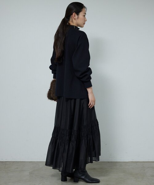 GALLARDAGALANTE（ガリャルダガランテ）の「ギャザーフレアスカート（スカート・レディース・ブラック/グレイッシュベージュ・FREE）」の9枚目の写真