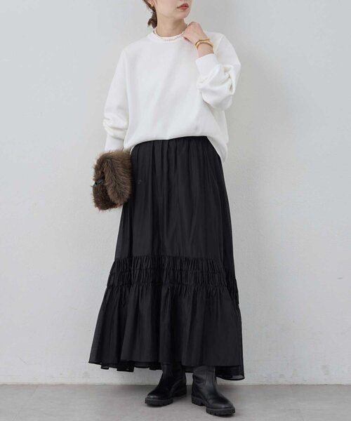 GALLARDAGALANTE（ガリャルダガランテ）の「ギャザーフレアスカート（スカート・レディース・ブラック/グレイッシュベージュ・FREE）」の10枚目の写真