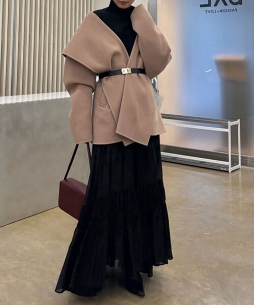 GALLARDAGALANTE（ガリャルダガランテ）の「ギャザーフレアスカート（スカート・レディース・ブラック/グレイッシュベージュ・FREE）」の13枚目の写真