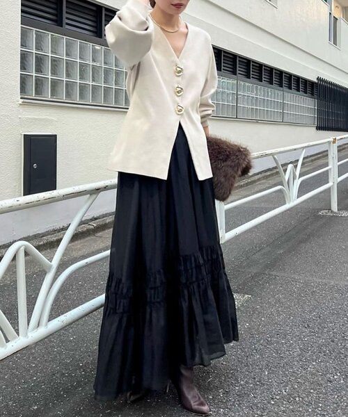 GALLARDAGALANTE（ガリャルダガランテ）の「ギャザーフレアスカート（スカート・レディース・ブラック/グレイッシュベージュ・FREE）」の14枚目の写真