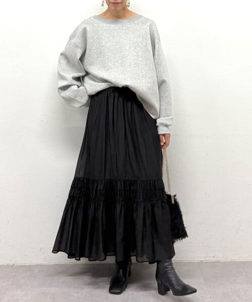 GALLARDAGALANTE（ガリャルダガランテ）の「ギャザーフレアスカート（スカート・レディース・ブラック/グレイッシュベージュ・FREE）」の15枚目の写真