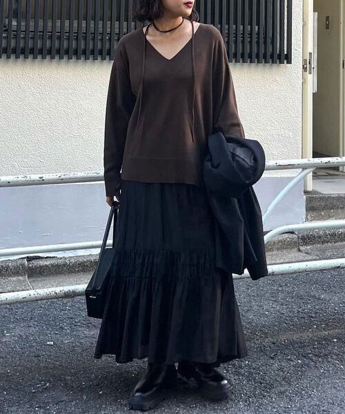 GALLARDAGALANTE（ガリャルダガランテ）の「ギャザーフレアスカート（スカート・レディース・ブラック/グレイッシュベージュ・FREE）」の16枚目の写真