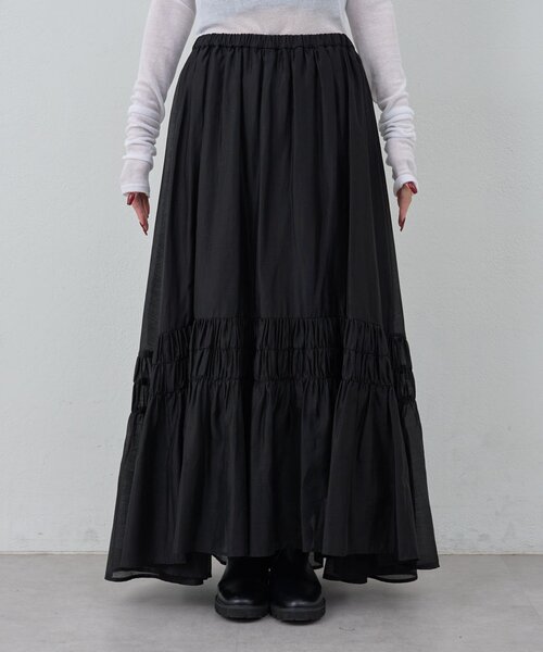 GALLARDAGALANTE（ガリャルダガランテ）の「ギャザーフレアスカート（スカート・レディース・ブラック/グレイッシュベージュ・FREE）」の17枚目の写真