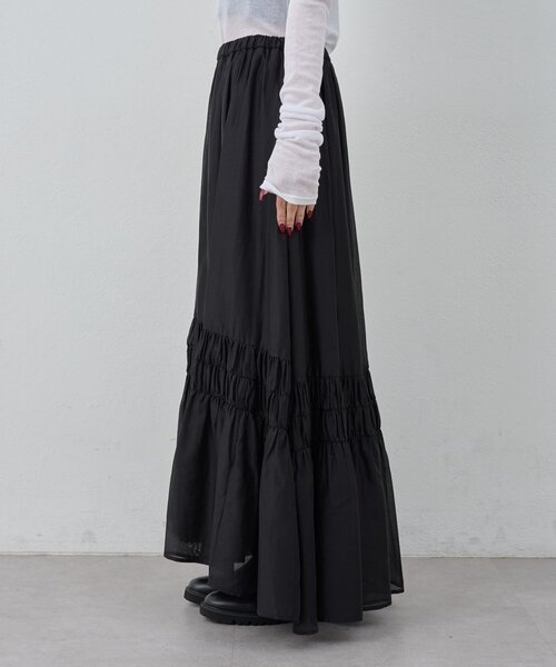 GALLARDAGALANTE（ガリャルダガランテ）の「ギャザーフレアスカート（スカート・レディース・ブラック/グレイッシュベージュ・FREE）」の18枚目の写真