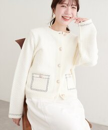 natural couture | 配色ステッチ入りニットジャケット(ニット/セーター)