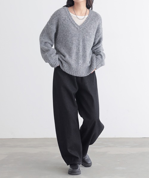 for/c(フォーシー)の「抜け感Vネックニットトップス【サスティナブル】(ニット/セーター・レディース・アイボリー/ブルー/グレー・LL/L/M)」の16枚目の写真