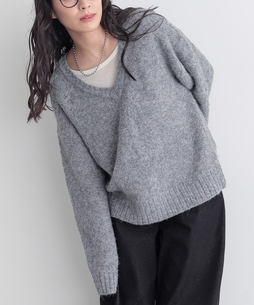 for/c(フォーシー)の「抜け感Vネックニットトップス【サスティナブル】(ニット/セーター・レディース・アイボリー/ブルー/グレー・LL/L/M)」の10枚目の写真