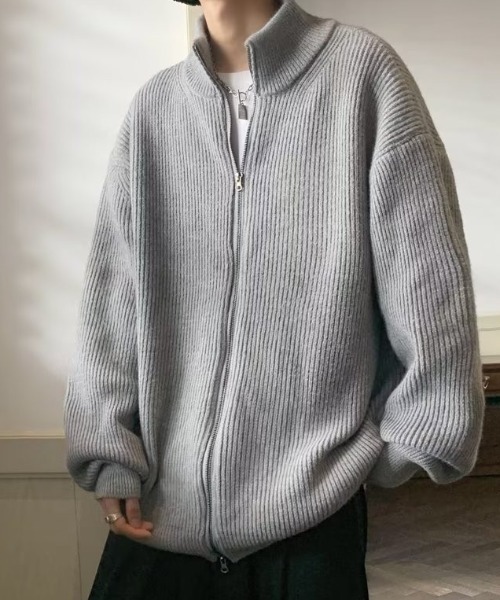 link lot(リンクロット)の「ダブルジップドライバーズニット(ニット/セーター・メンズ・ブラック/グレー・M)」の7枚目の写真