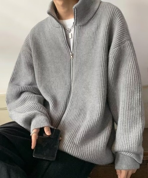 link lot(リンクロット)の「ダブルジップドライバーズニット(ニット/セーター・メンズ・ブラック/グレー・M)」の10枚目の写真