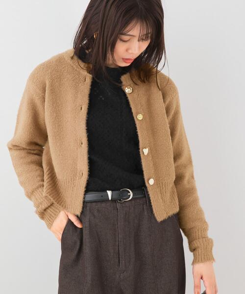 F by ROSSO（エフバイロッソ）の「F by ROSSO　アソート釦ヘアリーカーディガン（カーディガン/ボレロ・レディース・オフホワイト/ネイビー/キャメル・FREE）」の3枚目の写真