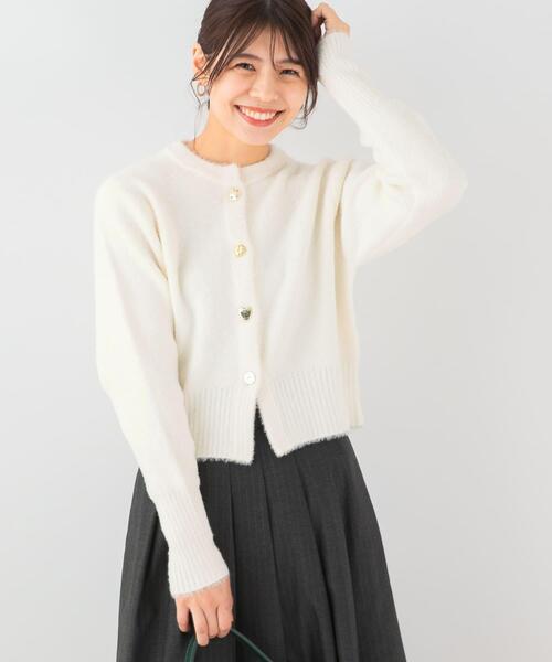F by ROSSO（エフバイロッソ）の「F by ROSSO　アソート釦ヘアリーカーディガン（カーディガン/ボレロ・レディース・オフホワイト/ネイビー/キャメル・FREE）」の7枚目の写真