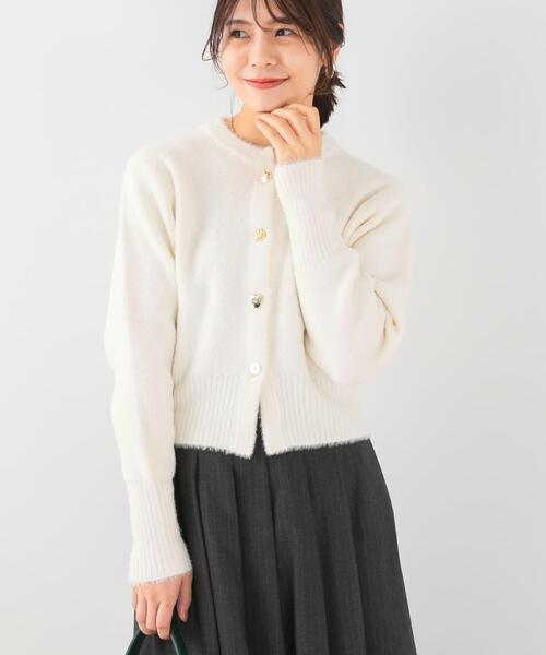 F by ROSSO（エフバイロッソ）の「F by ROSSO　アソート釦ヘアリーカーディガン（カーディガン/ボレロ・レディース・オフホワイト/ネイビー/キャメル・FREE）」の8枚目の写真