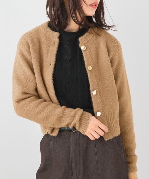 F by ROSSO（エフバイロッソ）の「F by ROSSO　アソート釦ヘアリーカーディガン（カーディガン/ボレロ・レディース・オフホワイト/ネイビー/キャメル・FREE）」の14枚目の写真