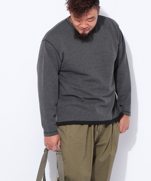 B&T CLUB(ビーティークラブ)の「B&T CLUB (ビーアンドティークラブ) 快ラクWEAR 鹿の子 Wフェイス 裏使い クルーネック 長袖Tシャツ(Tシャツ/カットソー・メンズ・グレー/オレンジ・X1(3L~4L)/X2(4L~5L)/X3(6L~7L))」の5枚目の写真