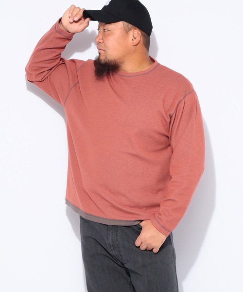 B&T CLUB(ビーティークラブ)の「B&T CLUB (ビーアンドティークラブ) 快ラクWEAR 鹿の子 Wフェイス 裏使い クルーネック 長袖Tシャツ(Tシャツ/カットソー・メンズ・グレー/オレンジ・X1(3L~4L)/X2(4L~5L)/X3(6L~7L))」の10枚目の写真