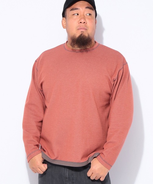B&T CLUB(ビーティークラブ)の「B&T CLUB (ビーアンドティークラブ) 快ラクWEAR 鹿の子 Wフェイス 裏使い クルーネック 長袖Tシャツ(Tシャツ/カットソー・メンズ・グレー/オレンジ・X1(3L~4L)/X2(4L~5L)/X3(6L~7L))」の11枚目の写真