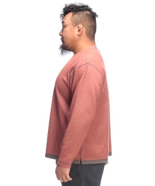 B&T CLUB(ビーティークラブ)の「B&T CLUB (ビーアンドティークラブ) 快ラクWEAR 鹿の子 Wフェイス 裏使い クルーネック 長袖Tシャツ(Tシャツ/カットソー・メンズ・グレー/オレンジ・X1(3L~4L)/X2(4L~5L)/X3(6L~7L))」の12枚目の写真