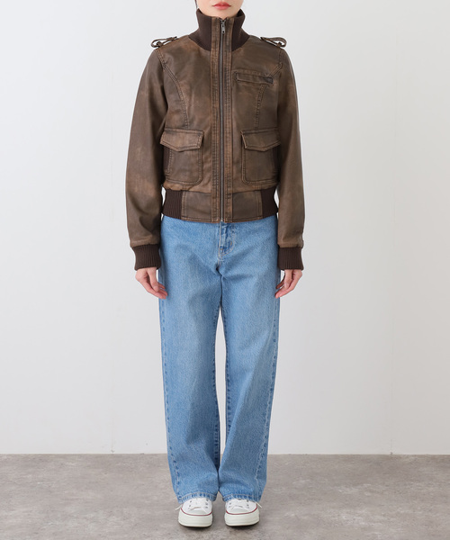 Guess(ゲス)の「GUESS/ゲス GO PU LEATHER AVIATOR BOMBER(ブルゾン・レディース・ブラウン・SMALL)」の5枚目の写真