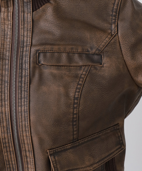 Guess(ゲス)の「GUESS/ゲス GO PU LEATHER AVIATOR BOMBER(ブルゾン・レディース・ブラウン・SMALL)」の11枚目の写真