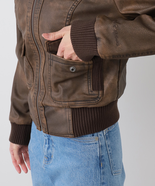 Guess(ゲス)の「GUESS/ゲス GO PU LEATHER AVIATOR BOMBER(ブルゾン・レディース・ブラウン・SMALL)」の13枚目の写真