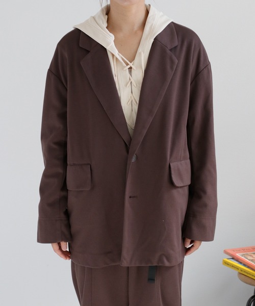 cepo（セポ）の「〈セットアップ対応〉ツイルジャージーテーラードジャケット（テーラードジャケット・レディース・ブラック/ブラウン・M）」の6枚目の写真