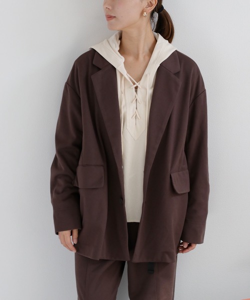 cepo（セポ）の「〈セットアップ対応〉ツイルジャージーテーラードジャケット（テーラードジャケット・レディース・ブラック/ブラウン・M）」の20枚目の写真