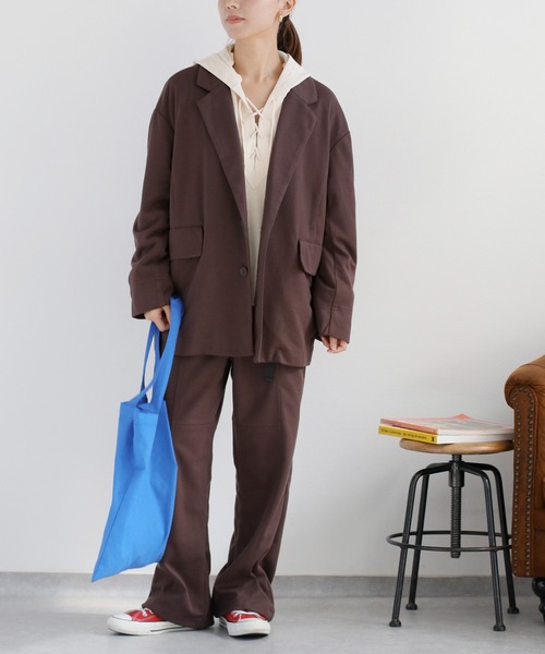 cepo（セポ）の「〈セットアップ対応〉ツイルジャージーテーラードジャケット（テーラードジャケット・レディース・ブラック/ブラウン・M）」の15枚目の写真