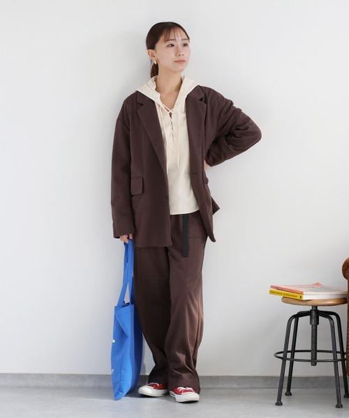 cepo（セポ）の「〈セットアップ対応〉ツイルジャージーテーラードジャケット（テーラードジャケット・レディース・ブラック/ブラウン・M）」の18枚目の写真