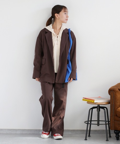 cepo（セポ）の「〈セットアップ対応〉ツイルジャージーテーラードジャケット（テーラードジャケット・レディース・ブラック/ブラウン・M）」の19枚目の写真