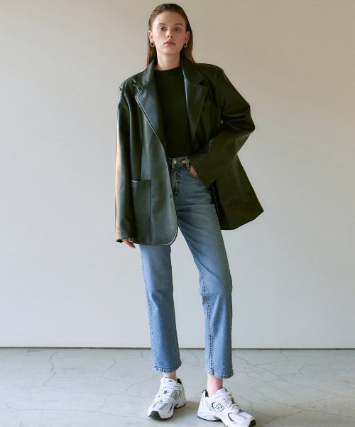 NICK&NICOLE(ニックアンドニコール)の「MANISH FAKE LEATHER JACKET_BLACK(ライダースジャケット・レディース・その他・FREE)」の3枚目の写真