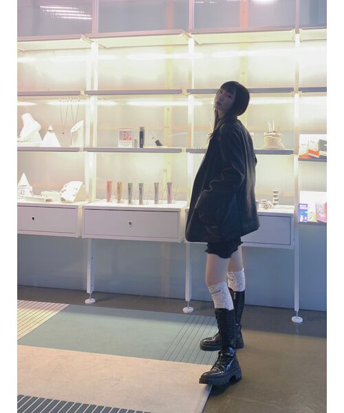 NICK&NICOLE(ニックアンドニコール)の「MANISH FAKE LEATHER JACKET_BLACK(ライダースジャケット・レディース・その他・FREE)」の10枚目の写真