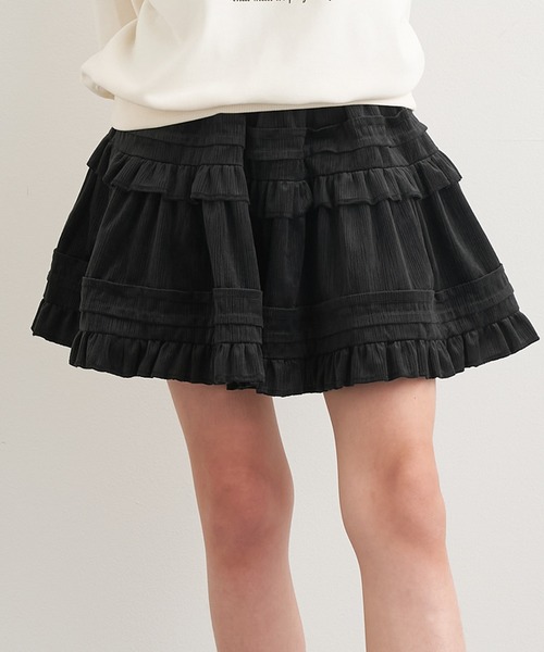 coca（coca）（コカ）の「キッズ　フリルティアードスカート（スカート・キッズ・ブラック/ホワイト・150/140/130/120）」の2枚目の写真