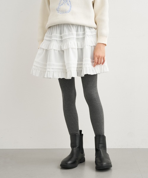 coca（coca）（コカ）の「キッズ　フリルティアードスカート（スカート・キッズ・ブラック/ホワイト・150/140/130/120）」の6枚目の写真