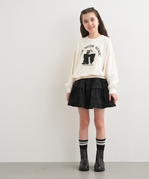 coca（coca）（コカ）の「キッズ　フリルティアードスカート（スカート・キッズ・ブラック/ホワイト・150/140/130/120）」の10枚目の写真