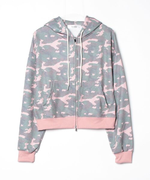 .KOM(ドットコム)の「A'GEM/9 × .kom 『.KOM/ドットケーオーエム』Camouflage Zip-Up Hoodie /カモフラ柄ジップパーカー(パーカー・レディース・ピンク/グレー・FREE)」の9枚目の写真