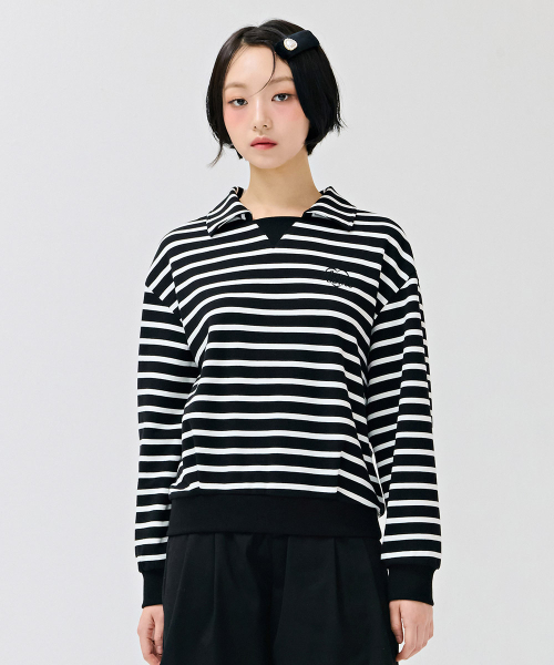 CHASECULT(チェイスカルト)の「レディースストライプカラー スウェットTシャツ-ブラック(スウェット・レディース・ブラック・85/90)」の2枚目の写真