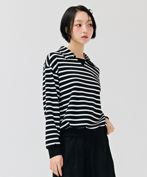 CHASECULT(チェイスカルト)の「レディースストライプカラー スウェットTシャツ-ブラック(スウェット・レディース・ブラック・85/90)」の4枚目の写真