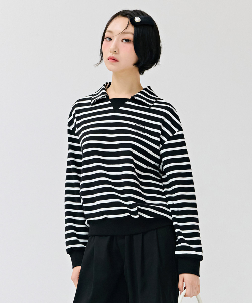 CHASECULT(チェイスカルト)の「レディースストライプカラー スウェットTシャツ-ブラック(スウェット・レディース・ブラック・85/90)」の3枚目の写真