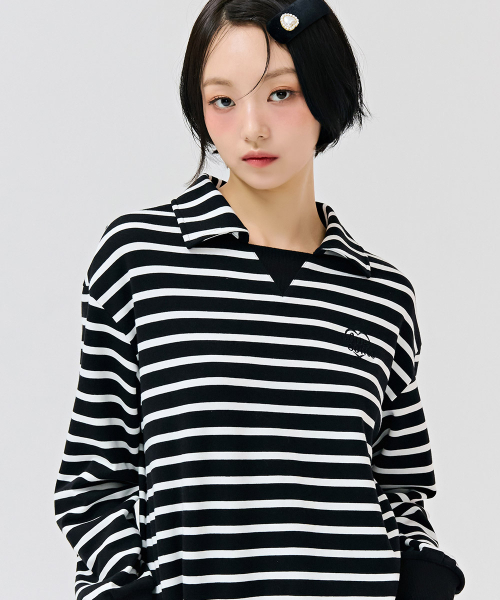CHASECULT(チェイスカルト)の「レディースストライプカラー スウェットTシャツ-ブラック(スウェット・レディース・ブラック・85/90)」の5枚目の写真