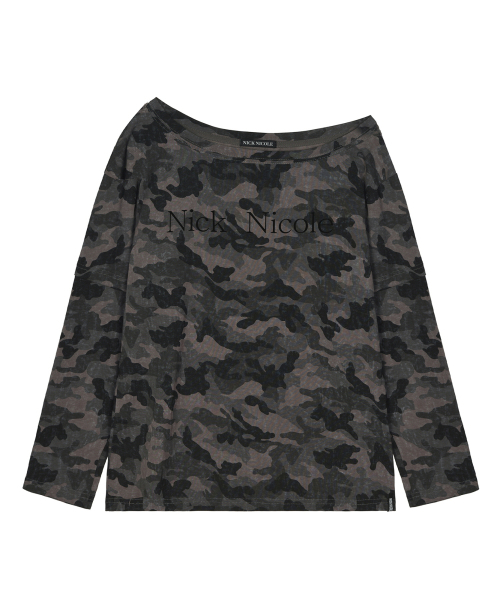 NICK&NICOLE(ニックアンドニコール)の「NICOLE ONE SHOULDER LAYERED CAMO LOGO LS TOP_CAMO(Tシャツ/カットソー・レディース・その他・FREE)」の4枚目の写真