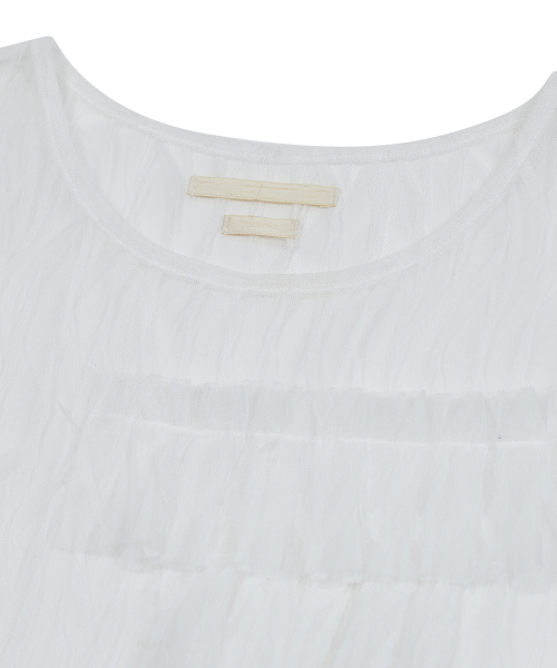 TYPESERVICE（タイプサービス）の「メッシュフリルトリムノースリーブトップス[ホワイト]（Tシャツ/カットソー・レディース・その他・FREE）」の4枚目の写真