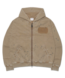 DETACHED PATCH HOODED ZIP-UP - WASHED BROWN