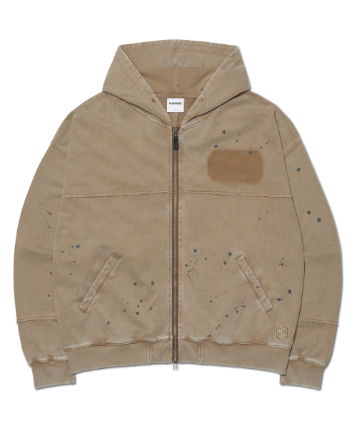 NOMANUAL(NOMANUAL)の「DETACHED PATCH HOODED ZIP-UP - WASHED BROWN(パーカー・レディース・その他・SMALL/MEDIUM/LARGE)」の1枚目の写真