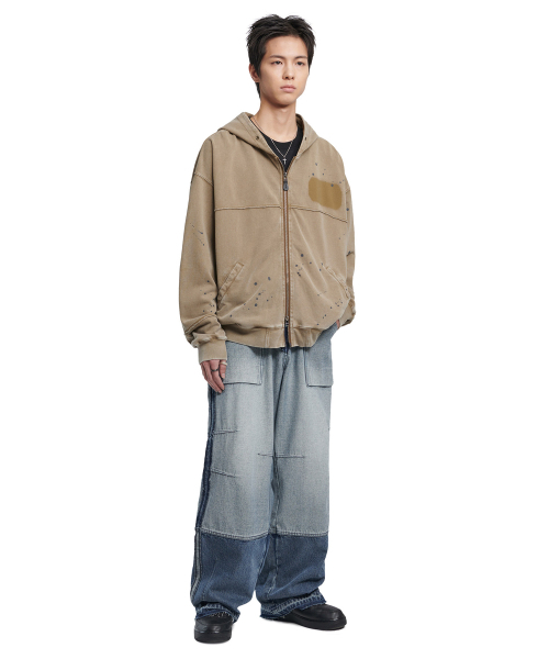 NOMANUAL(NOMANUAL)の「DETACHED PATCH HOODED ZIP-UP - WASHED BROWN(パーカー・レディース・その他・SMALL/MEDIUM/LARGE)」の4枚目の写真
