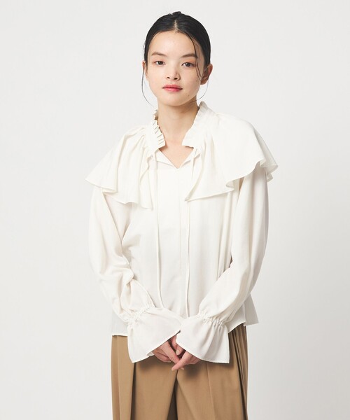 EMMEL REFINES（エメルリファインズ）の「＜EMMEL REFINES＞EM フィブリルサテン ネックタック フリル ブラウス（シャツ/ブラウス・レディース・クリーム・FREE）」の5枚目の写真