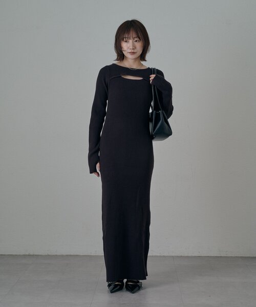 mline（エムライン）の「[mline]アイカットニットワンピース（ワンピース・レディース・ダークブラウン/イエロー/アイボリー・FREE）」の20枚目の写真